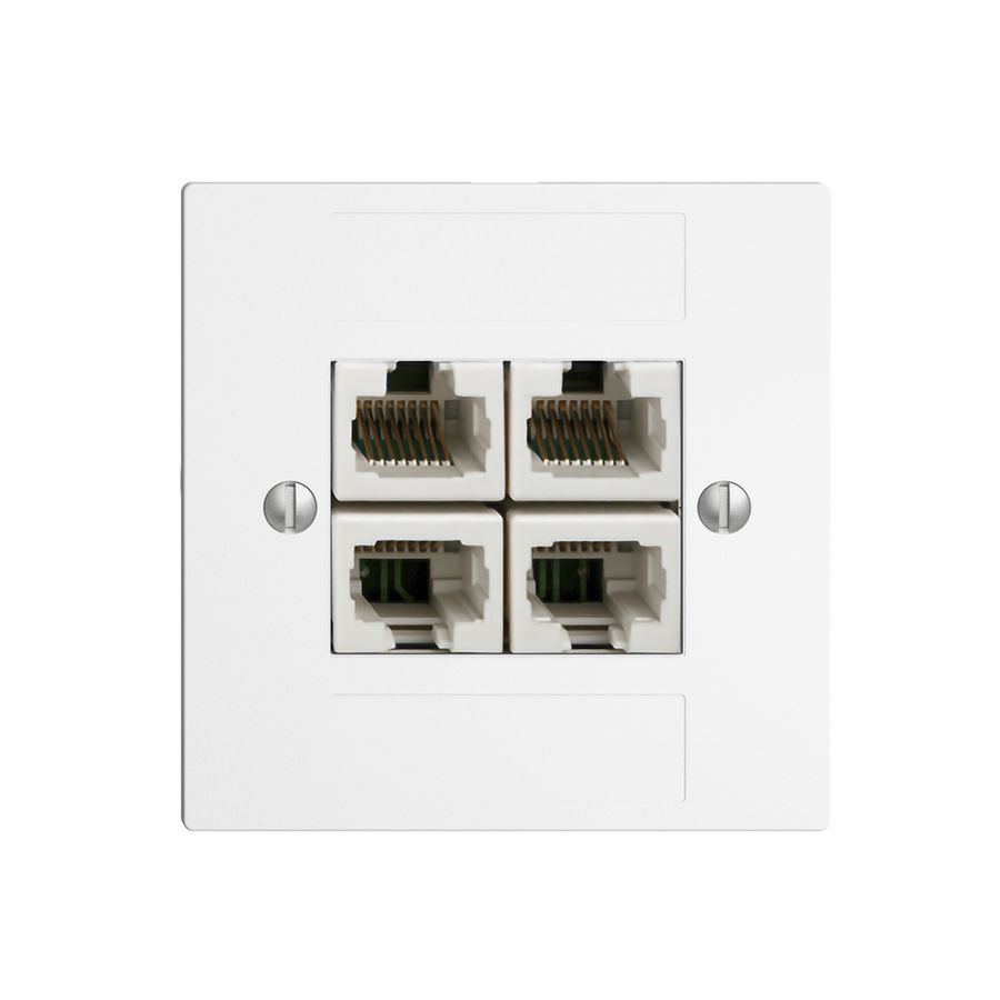Einsatz zu UP-Anschlussdose 4×RJ45/u 4P getr. EDIZIOdue weiss ITplus