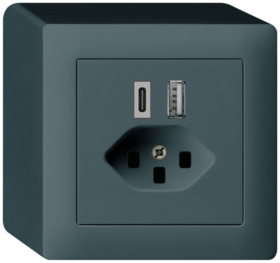 Prise de charge USB AP kallysto 18W PD 1×type A 1×type C T23 anthracite