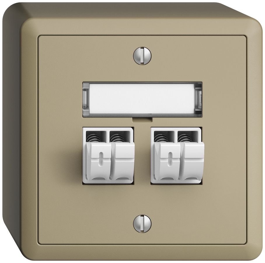 Prise audio AP Push Type EDIZIOdue FX, 2×, kit d'inscription, sand