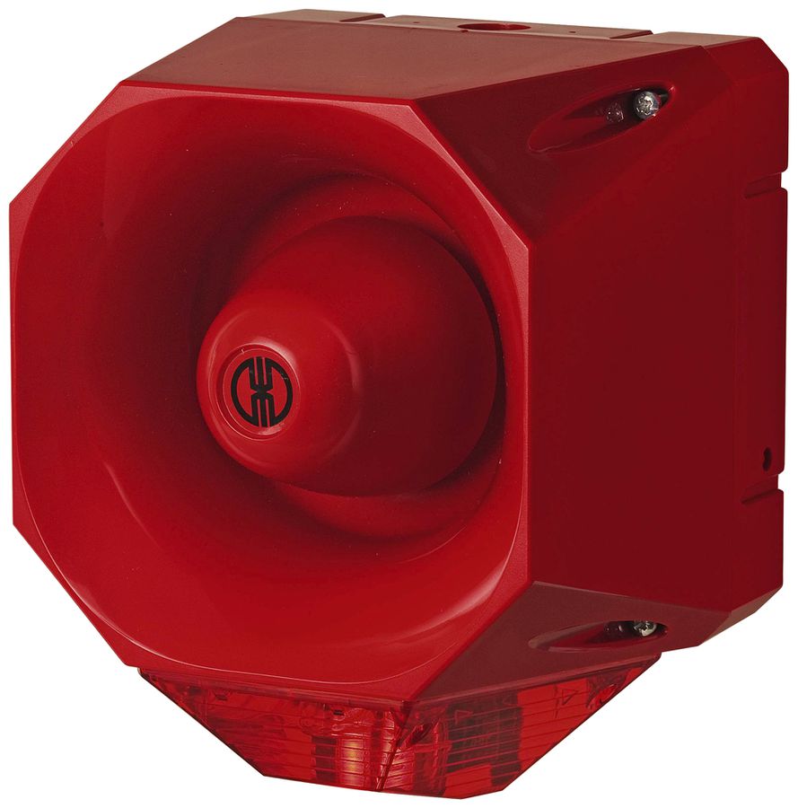 Sirena flash LED WERMA, 18…30VDC, 120dB, 42 tons, rosso