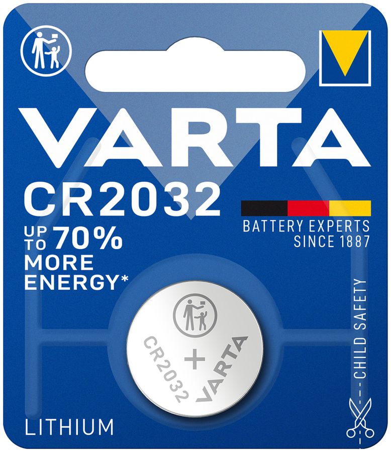 Pila bottone litio VARTA Electronics CR2032 3V blister a 1 pezzo