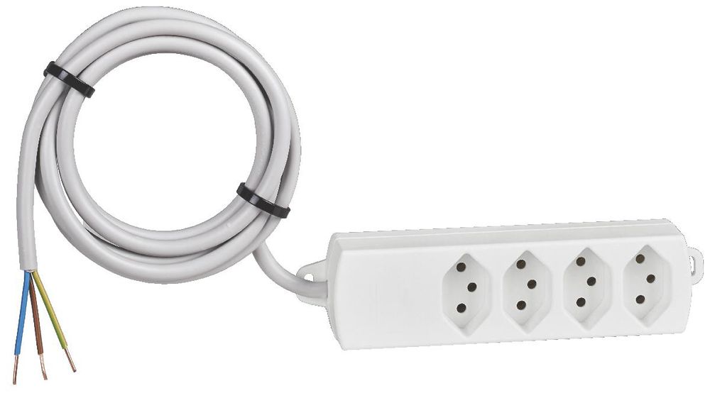 Steckdosenleiste Legrand, 4×T13, mit 2m Zuleitung, ohne Kinderschutz, weiss