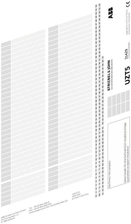 Sistema di etichettatura ABB autoadesivo per UK600