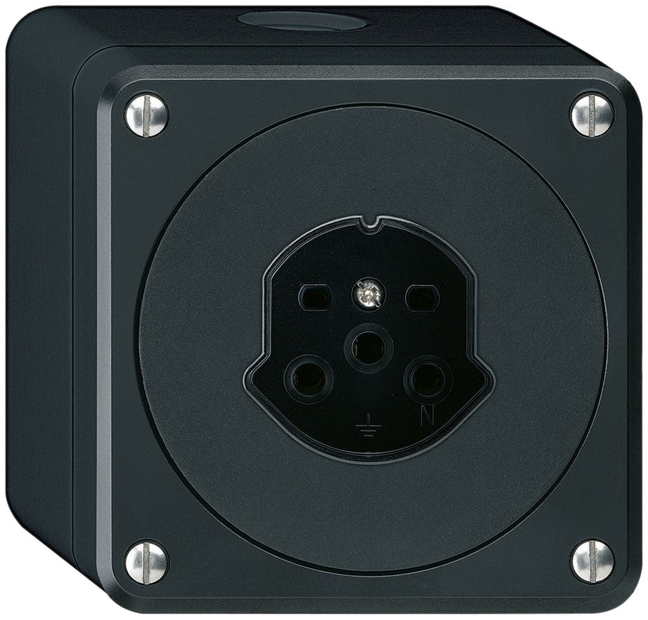 AP-Steckdose HA robusto Typ 15 mit Steckklemmen schwarz