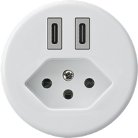 Prise de charge USB Hager basico C-C 20W+T13 5V blanc