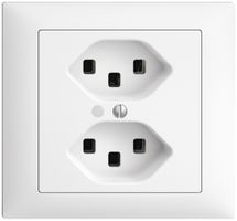 EB-Steckdose 2×T23 16A EDIZIOdue weiss mit LED grün, Steckklemme