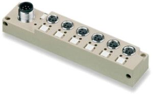 Distributore Weidmüller SAI-6-S M8 lungo con uscita M12, 6 prese 3L M8