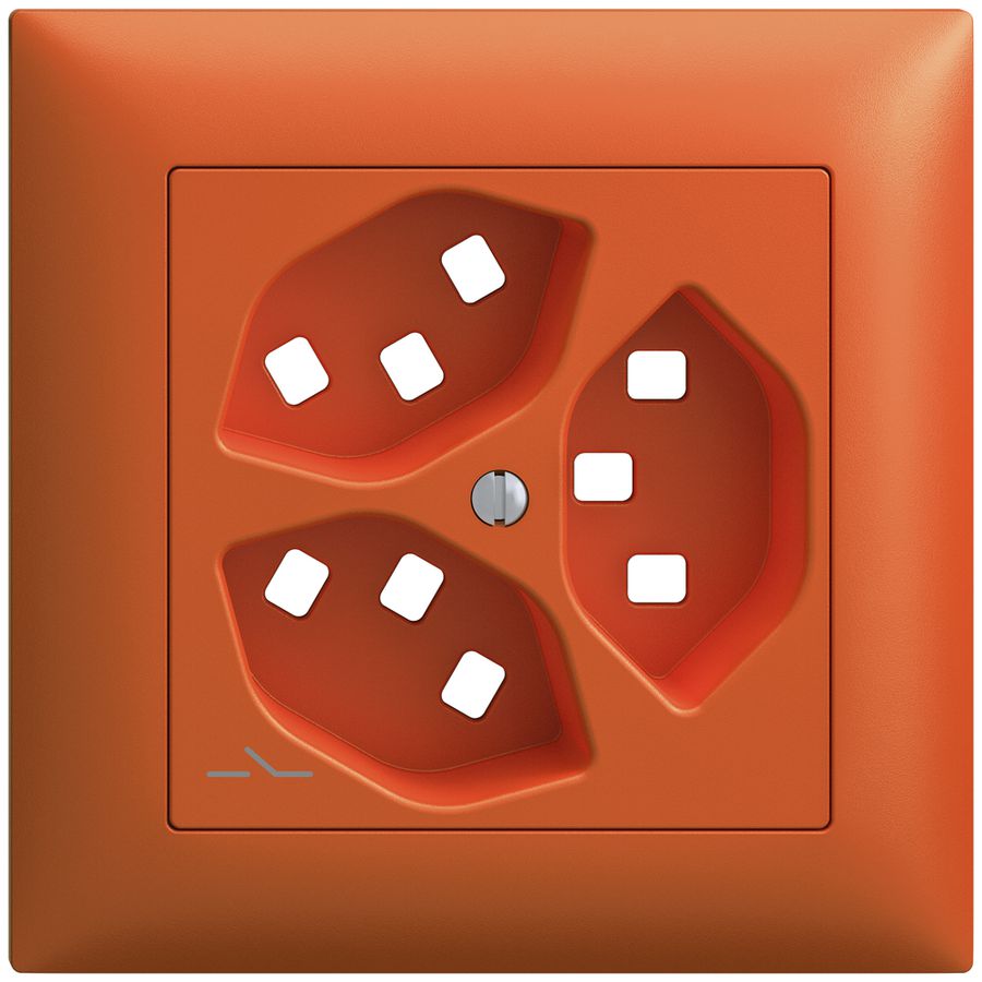 Kit montaggio INC Feller EDIZIOdue, per presa 3×T23 1×separato, arancione