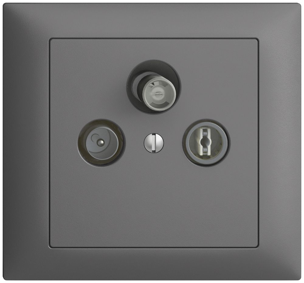 EB-Stichdose SAT/TV DB52 EDIZIOdue dunkelgrau, mit IEC/F-Anschluss