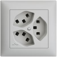 Prise ENC 3×T23 Feller EDIZIOdue FMI, 1×séparé, bornes enfichables, gris clair