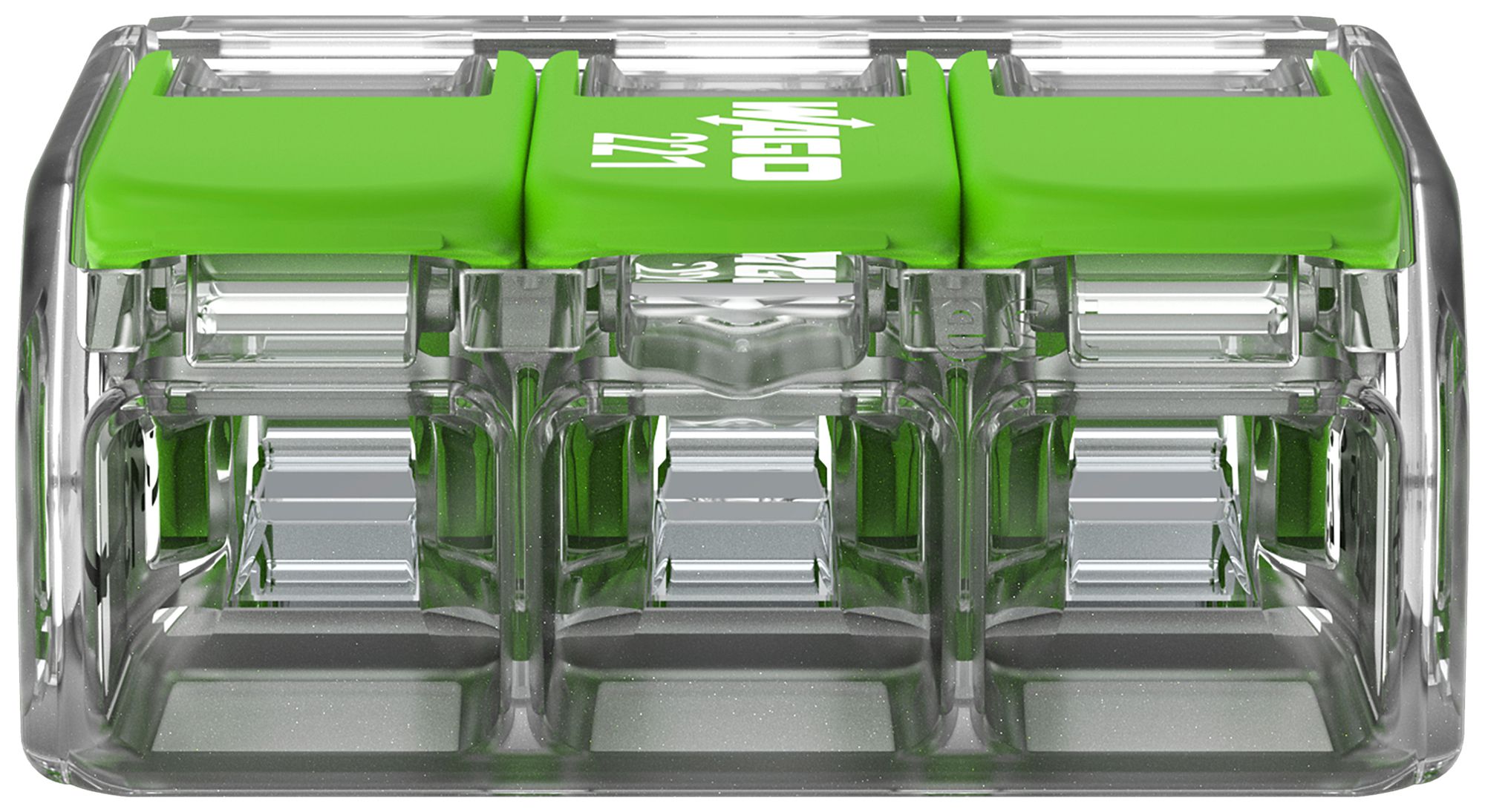Borne de connexion WAGO Green Range 3L 0.5…6mm² avec levier vt transparent