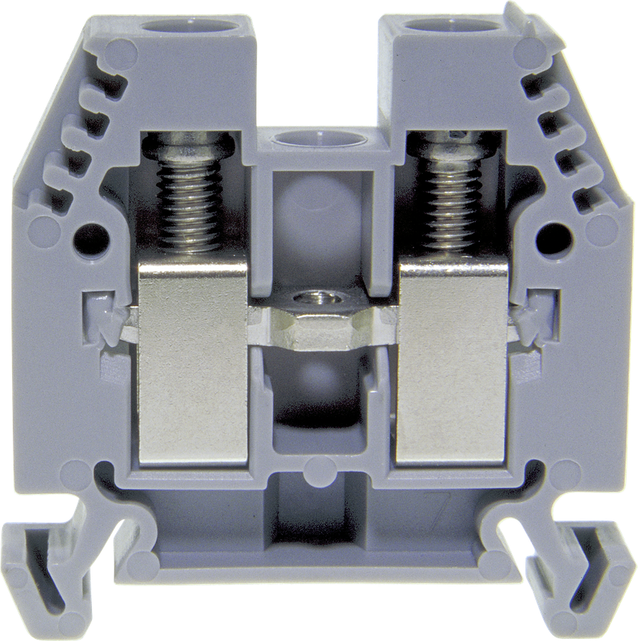 Durchgangs-Reihenklemme Woertz Ex 6…16mm² 76A 1000V Schraubansch.2×1 TH35 grau