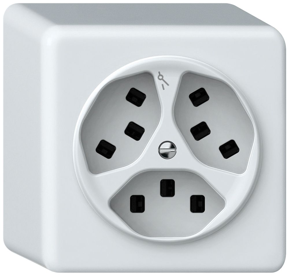 AP-Steckdose origin 3×Typ 23 1×S 16A 230V 88×88×54mm weiss