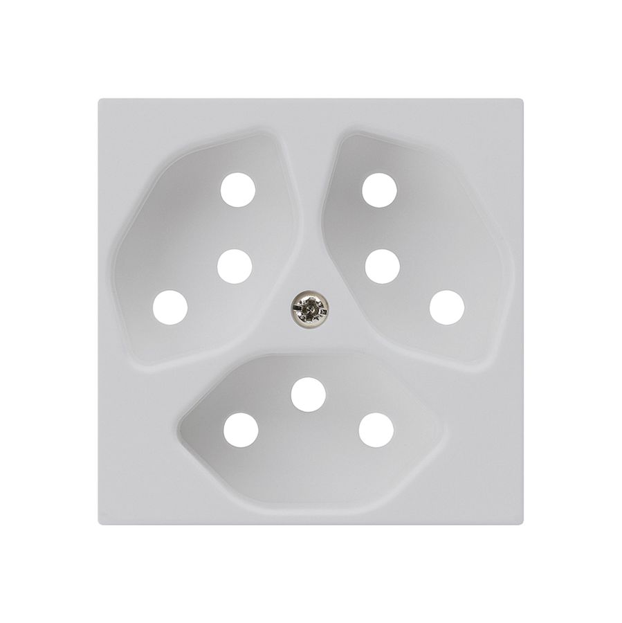 Frontplatte kallysto 3×T13 60×60mm hellgrau mit Kinderschutz für Steckdose