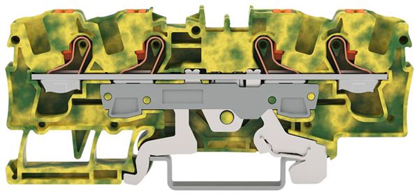 Borne de terre joignable WAGO TOPJOB S 6mm² Push-in 4×1 DIN35 vt/jn