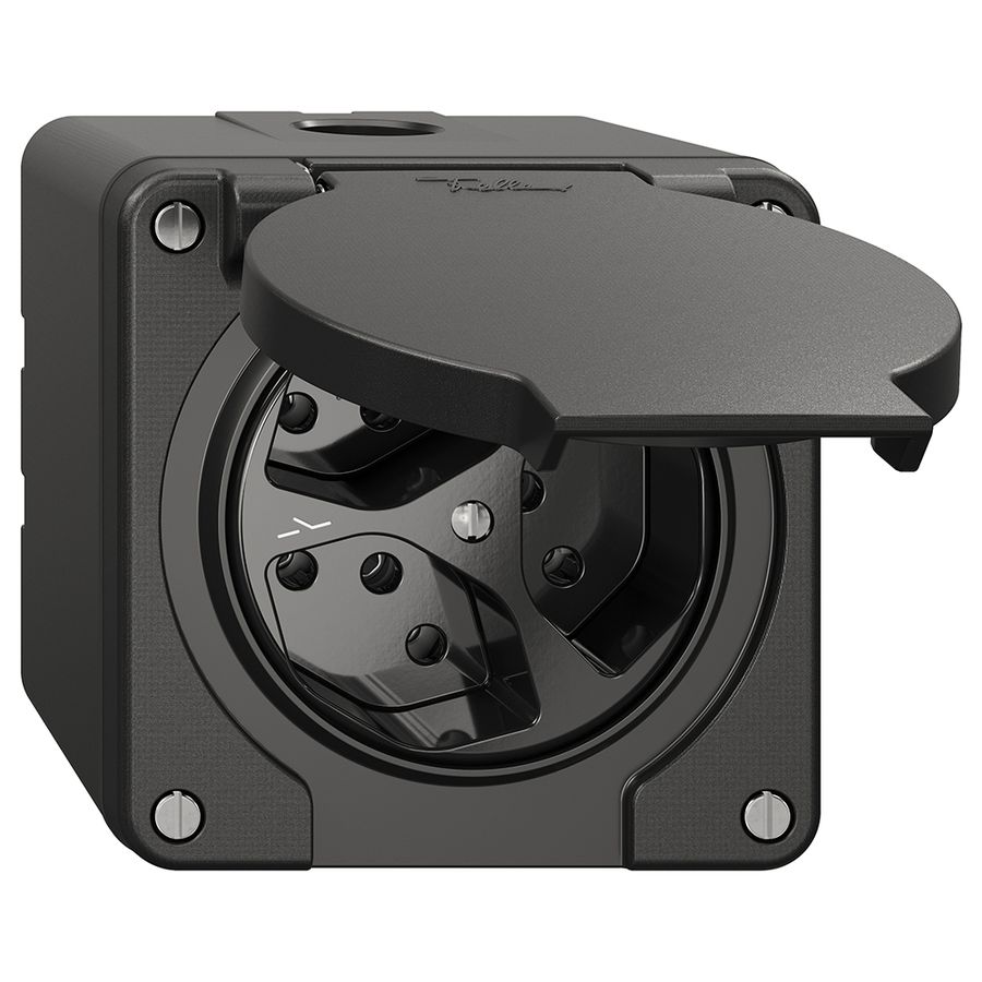 Presa NAP NEVO, 3×T13, IP21, 1×separato, nero