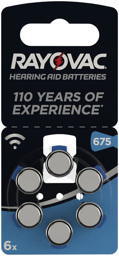 Pila bottone zinco/aria Rayovac Hearing Aid 675, blister a 6pezzi