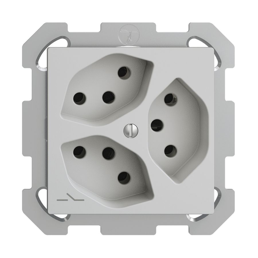 UP-Steckdose EDIZIOdue 3×T13 1×S hellgrau