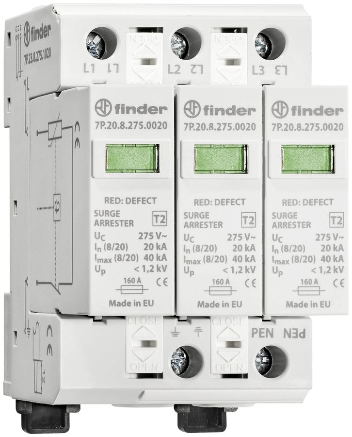Überspannungsschutz Finder für 4-Leitersysteme mit PEN-TN-C Netzsystemen