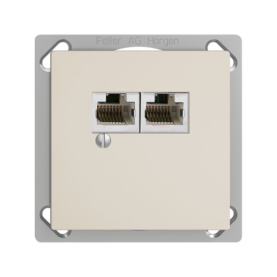 Boîte INC 2×RJ45/s 4P sép.EDIZIOdue crema R&M swissline