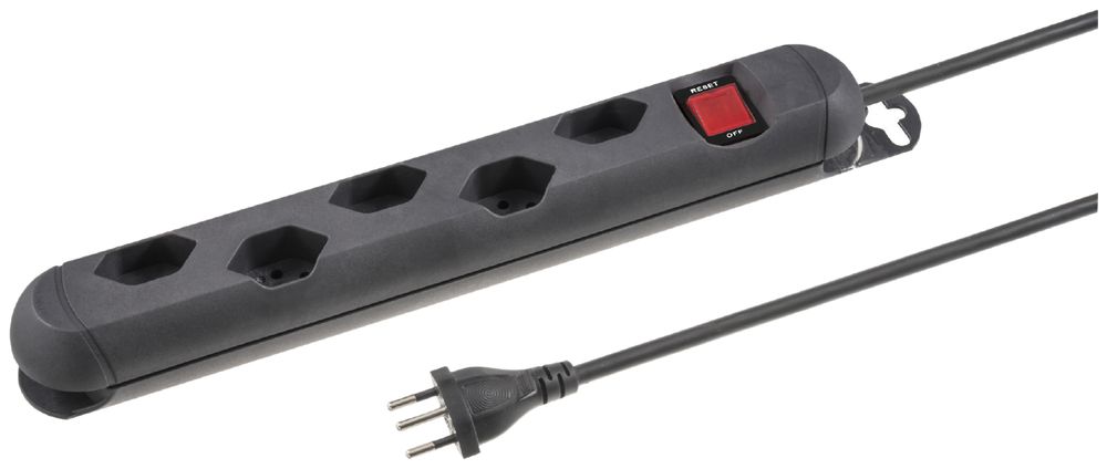 Steckdosenleiste STEBA STRONG 5×T13 mit Schalter 3m anthrazit