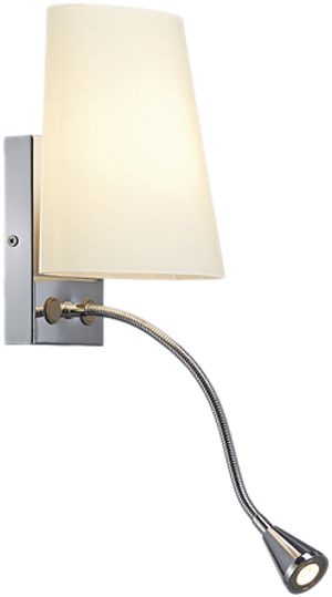 Applique SLV COUPA FLEXLED, G9 40W, avec liseuse LED 1W, verre satiné chromé