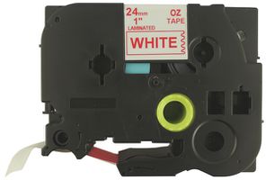 Schriftbandkassette kompatibel zu OZE-252, 24mm×8m, weiss/rot