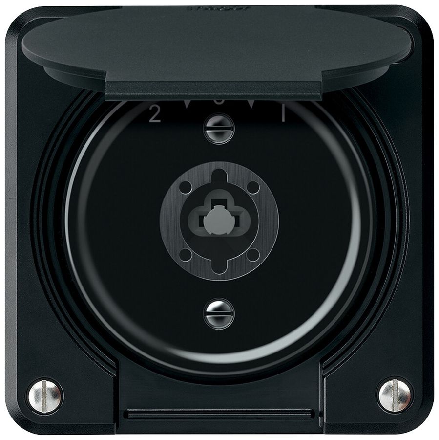 UP-Schlüsselschwenktaster robusto 1P 2NO 2CO 20A 250V 86×86mm schwarz