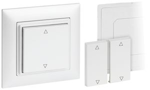 RF-Wandsender Omnio 4-Kanal weiss mit Symbol Pfeil AUF/AB, ohne Batt.