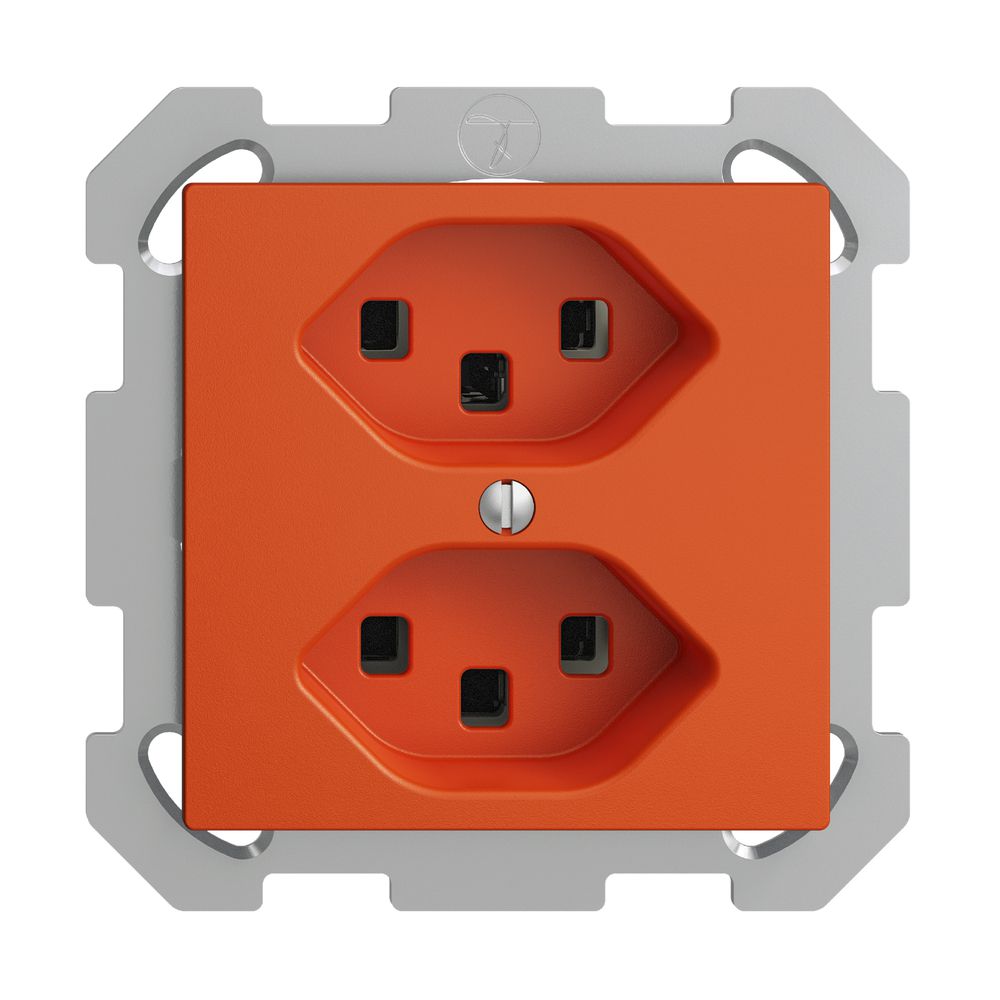 UP-Steckdose 2×T23 16A orange EDIZIOdue, mit Steckklemmen