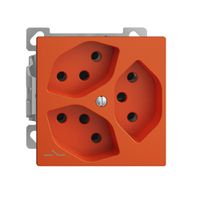 AP-Steckdose EDIZIOdue 3×T13 1×S Kombi-Einsatz mit Shutter orange