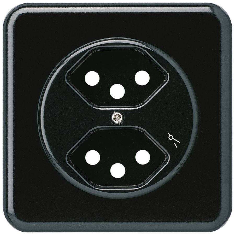 UP-Frontset basico 2×Typ 13/1 schwarz 86×86mm mit Kinderschutz