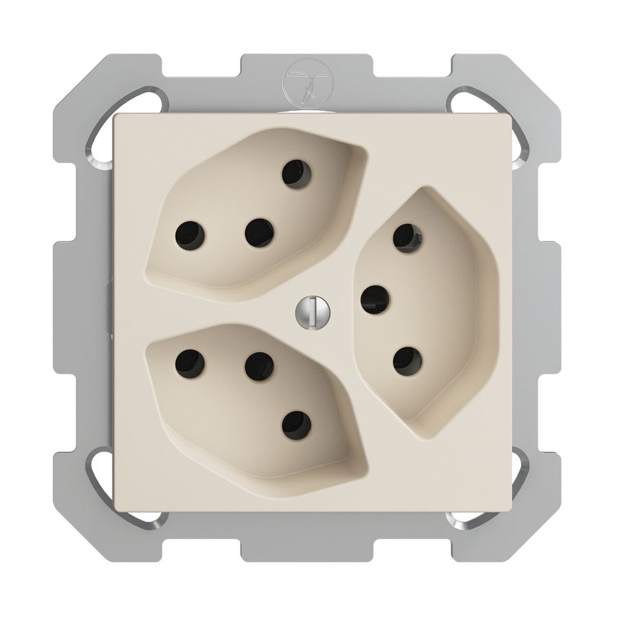 UP-Steckdose EDIZIOdue 3×T13 crema mit Shutter