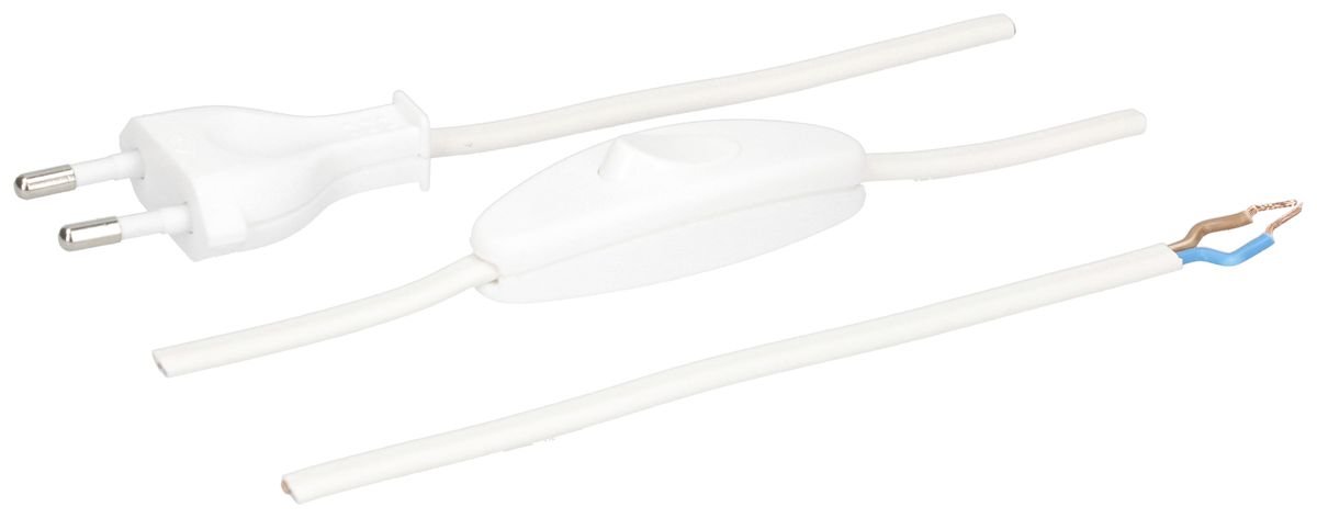 Anschlusskabel MH PVC 2.5A 230V 2×0.75mm² Typ 26-frei mit Schalter 2m ws