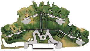 Borne 2 étages WAGO 8L PE vert/jaune pont interne