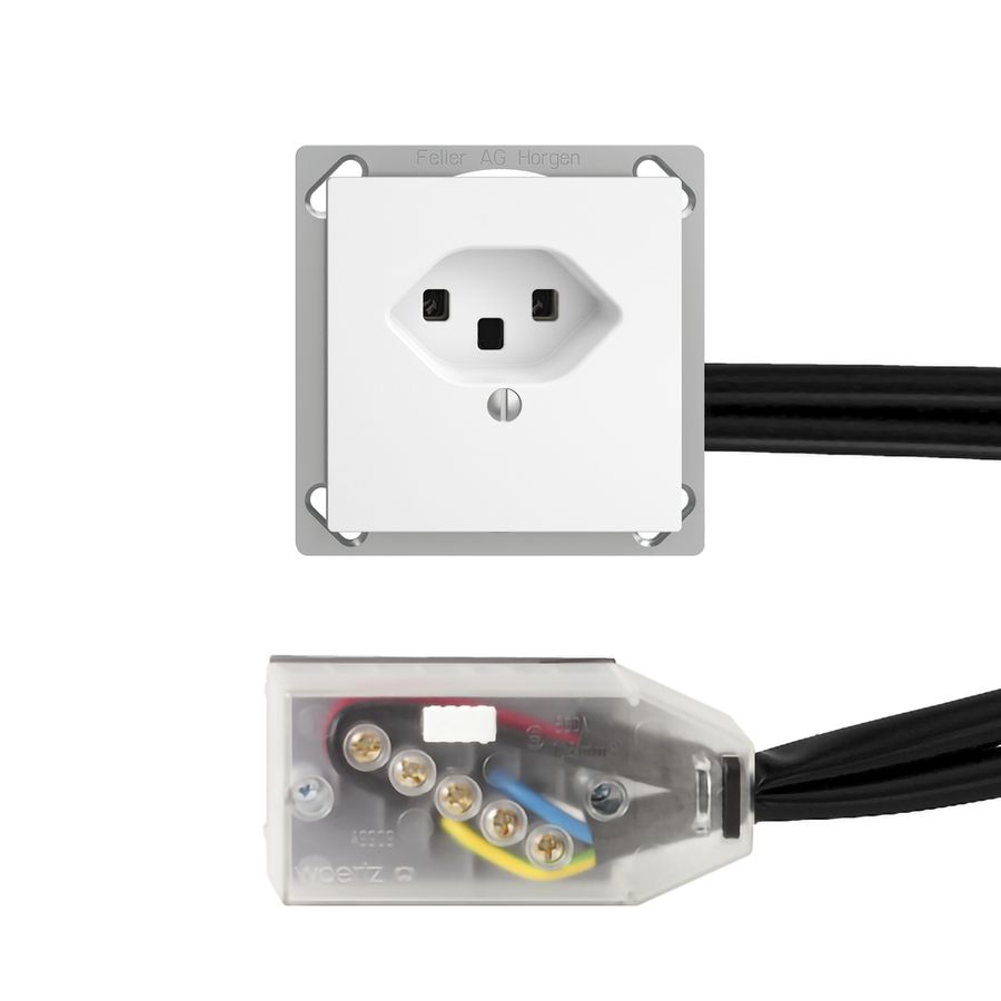 Prise INC EDIZIOdue T23 L3 blanc pour câble plat Technofil