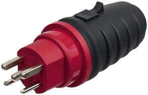 Stecker Steffen T25 IP55 16A 400V, anthrazit/rot