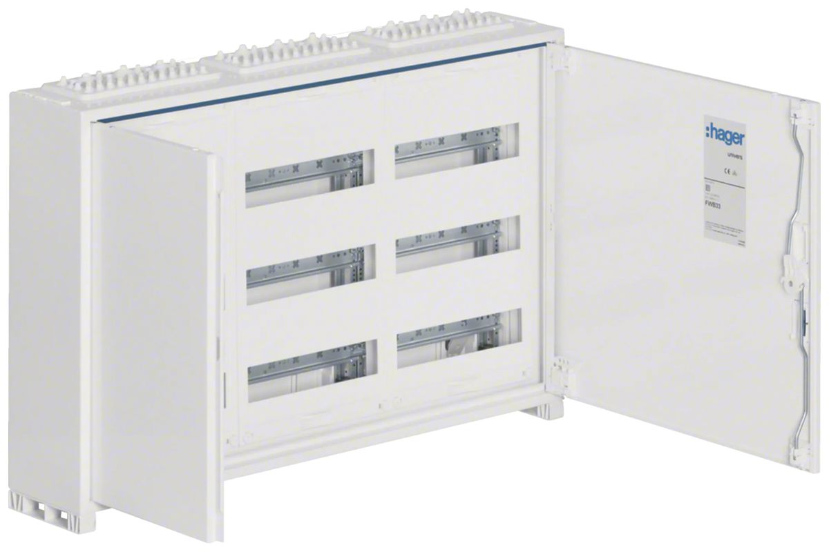 Distributeur AP Hager univers 3 rangées 108UM porte IP44 800×500×160mm