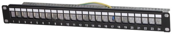 Patchpanel 19" Ceconet 24-Port, Keystone, leer, schwarz