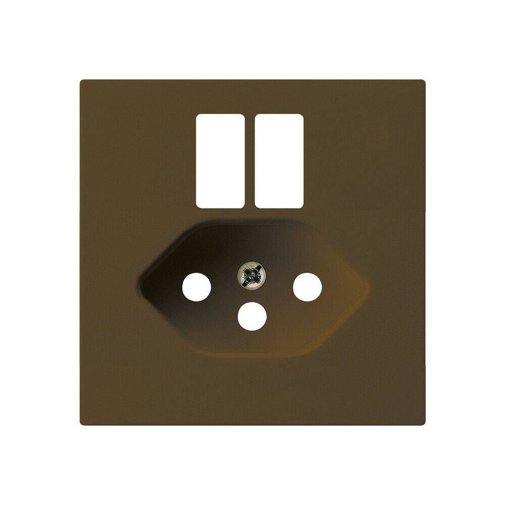 Placca frontale kallysto per presa 2×USB & T13 marrone