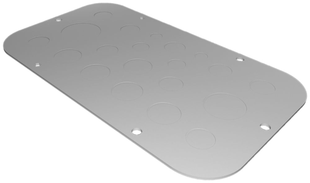 Placca passacavi Rittal AX, prestampaggio metrico, 256×149mm, metallo