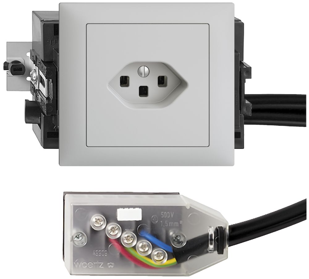 Prise INC EDIZIOdue T23 L2 gris clair, 49…69mm pour câble Technofil