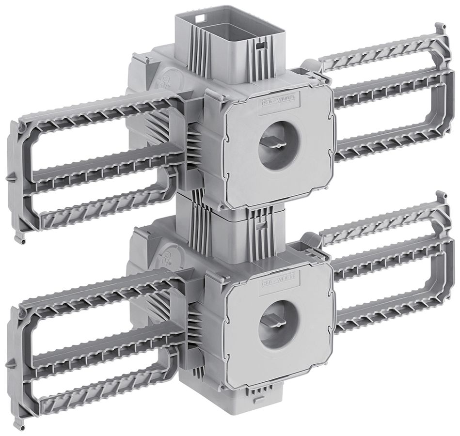 NUP-Einlasskasten HSB Fixierflügel 165×75×90mm 2×1 M20/25/32 GDP 650°C grau