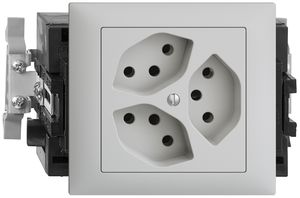 EB-Steckdose EDIZIOdue 3×T13 49…69mm Snap hellgrau