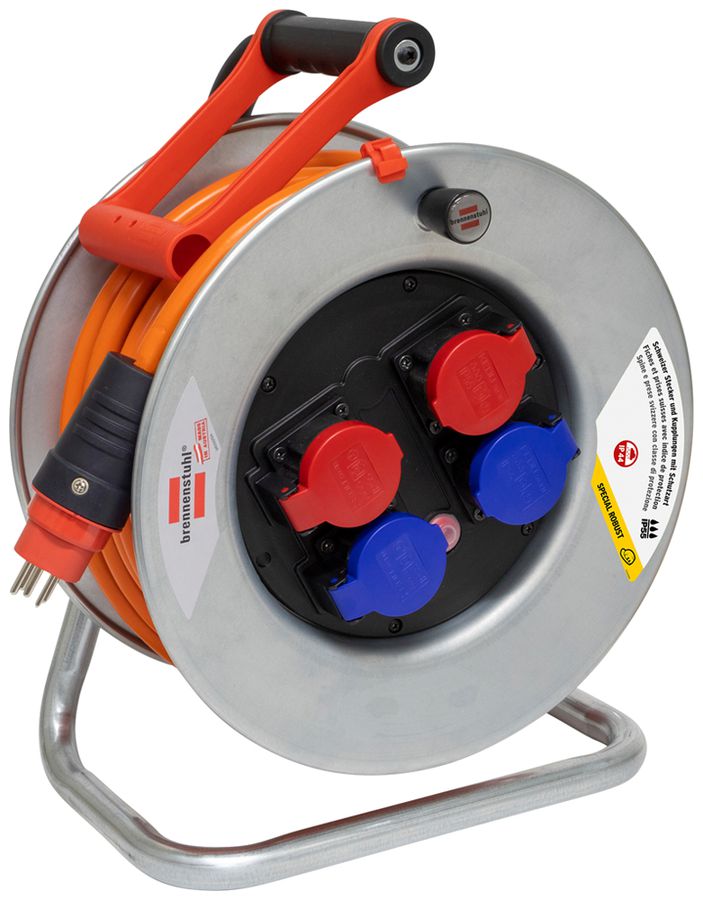 Kabelrolle Garant SK 320 Ø320mm 25m 5×1.5mm² 2×T13 2×T15 Stahl grau IP44