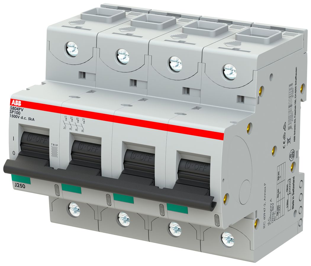 Leitungsschutzschalter ABB S804PV-SP100 4P 1500VDC 100A 5kA 6TE