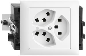 EB-Steckdose 3×T23 16A EDIZIOdue weiss mit LED grün, Steckklemme