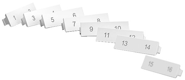 Plaquette indicatrice STANDARDdue 1…16 pour sortie plate 8 pièces, blanc
