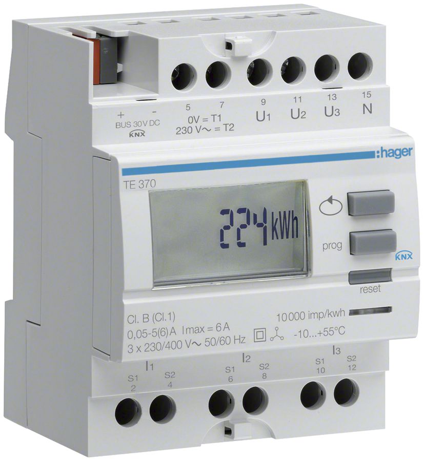Compteur d'énergie Hager KNX 3LN mesure du transformateur 5A
