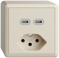 AP-Steckdose USB 2×Typ C + Typ 13 Feller EDIZIOdue FX54 230V 3000mA crema